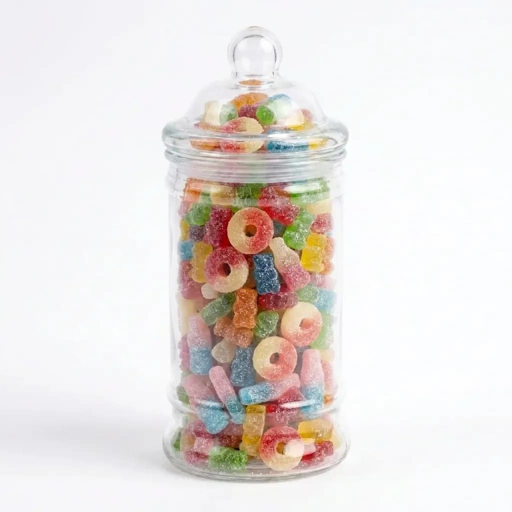 A 500ml Victorian-style sweet jar filled with mixed sweets