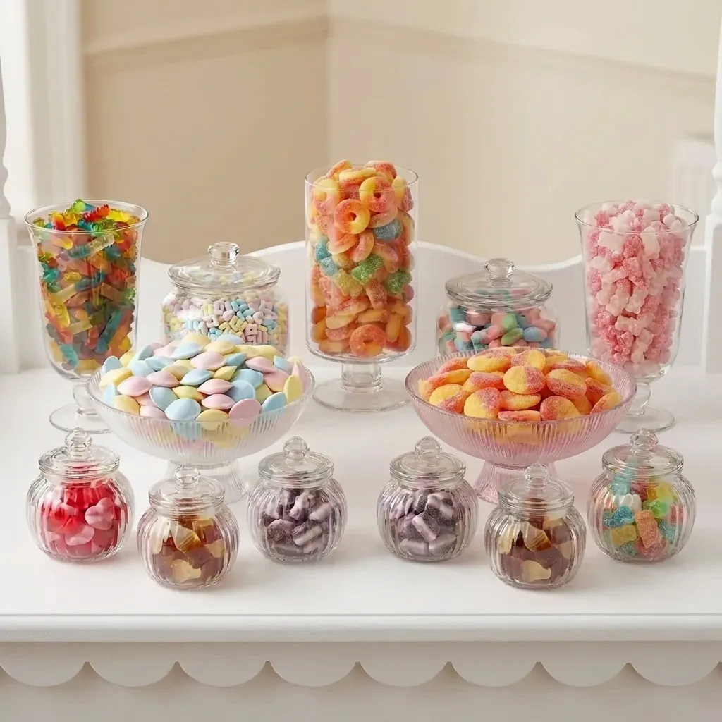 The Vivid Delights sweet cart dressed with glass jars of pick & mix